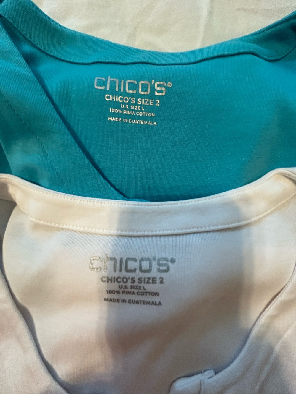 Chico's Teal and White Cotton Tee